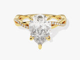 Pear Twisted Diamond Engagement Ring with Pave Set Side Stones (3.00 CT)