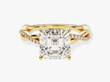 Asscher Twisted Diamond Engagement Ring with Pave Set Side Stones (3.00 CT)