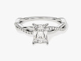 Radiant Twisted Diamond Engagement Ring with Pave Set Side Stones (1.00 CT)