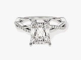Radiant Twisted Moissanite Engagement Ring with Pave Set Side Stones (3.00 CT)
