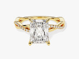 Radiant Twisted Diamond Engagement Ring with Pave Set Side Stones (3.00 CT)