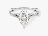 Marquise Twisted Diamond Engagement Ring with Pave Set Side Stones (1.50 CT)