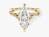 Marquise Twisted Lab Grown Diamond Engagement Ring with Pave Set Side Stones (3.00 CT)