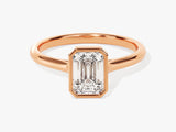 Bezel Emerald Moissanite Engagement Ring (1.00 CT)
