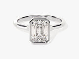 Bezel Emerald Moissanite Engagement Ring (2.00 CT)