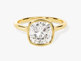 Bezel Cushion Moissanite Engagement Ring (3.00 CT)