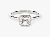 Bezel Asscher Moissanite Engagement Ring (1.00 CT)