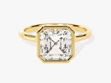Bezel Asscher Moissanite Engagement Ring (3.00 CT)