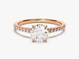 Rose gold diamond engagement ring with oval center stone