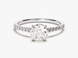 Diamond engagement ring with pave band, fine jewelry