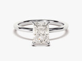 Radiant cut diamond engagement ring in platinum setting