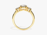 Gold three-stone diamond engagement ring for jewelry