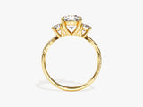 Three-stone diamond engagement ring in yellow gold
