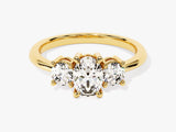 Gold three-stone diamond engagement ring for jewelry firm