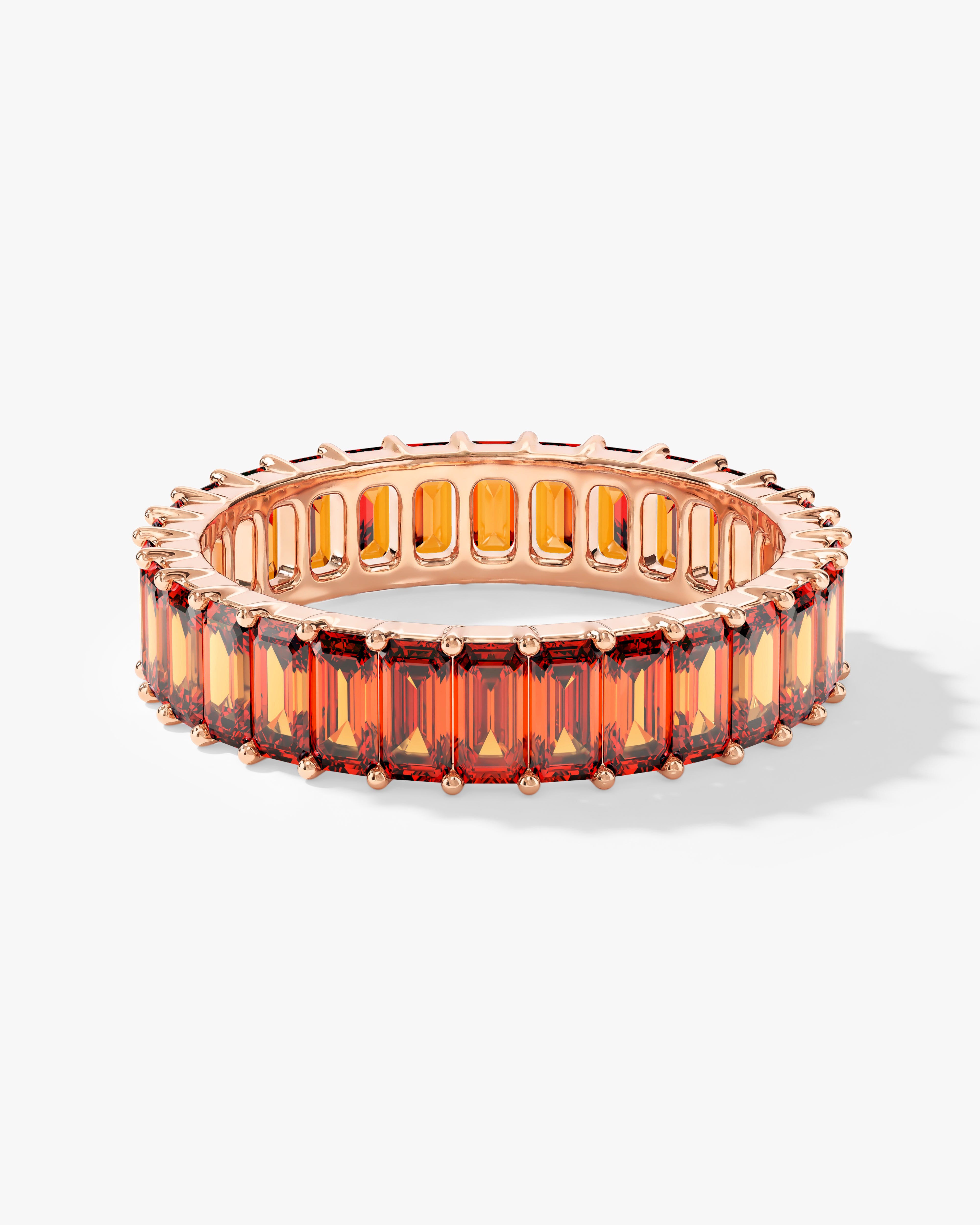 Emerald Cut Birthstone Eternity Ring