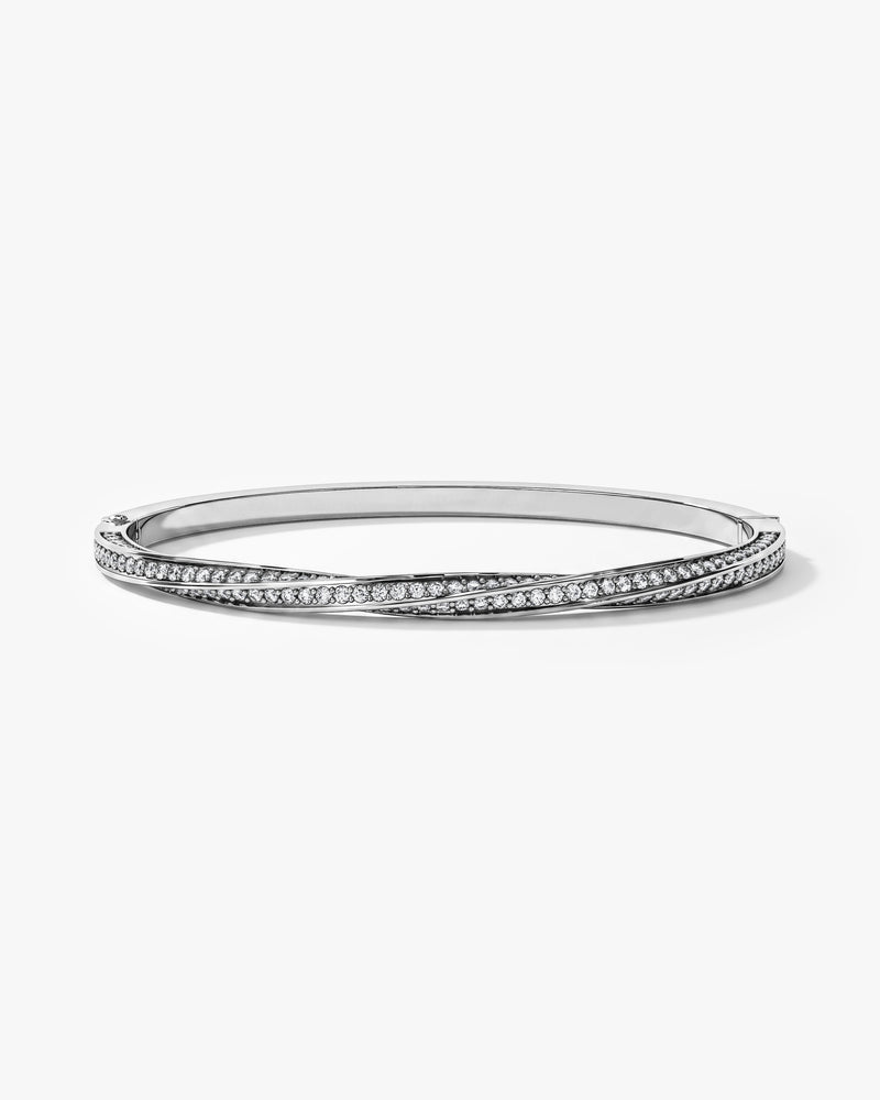 Twisted Gemstone Hinged Bangle