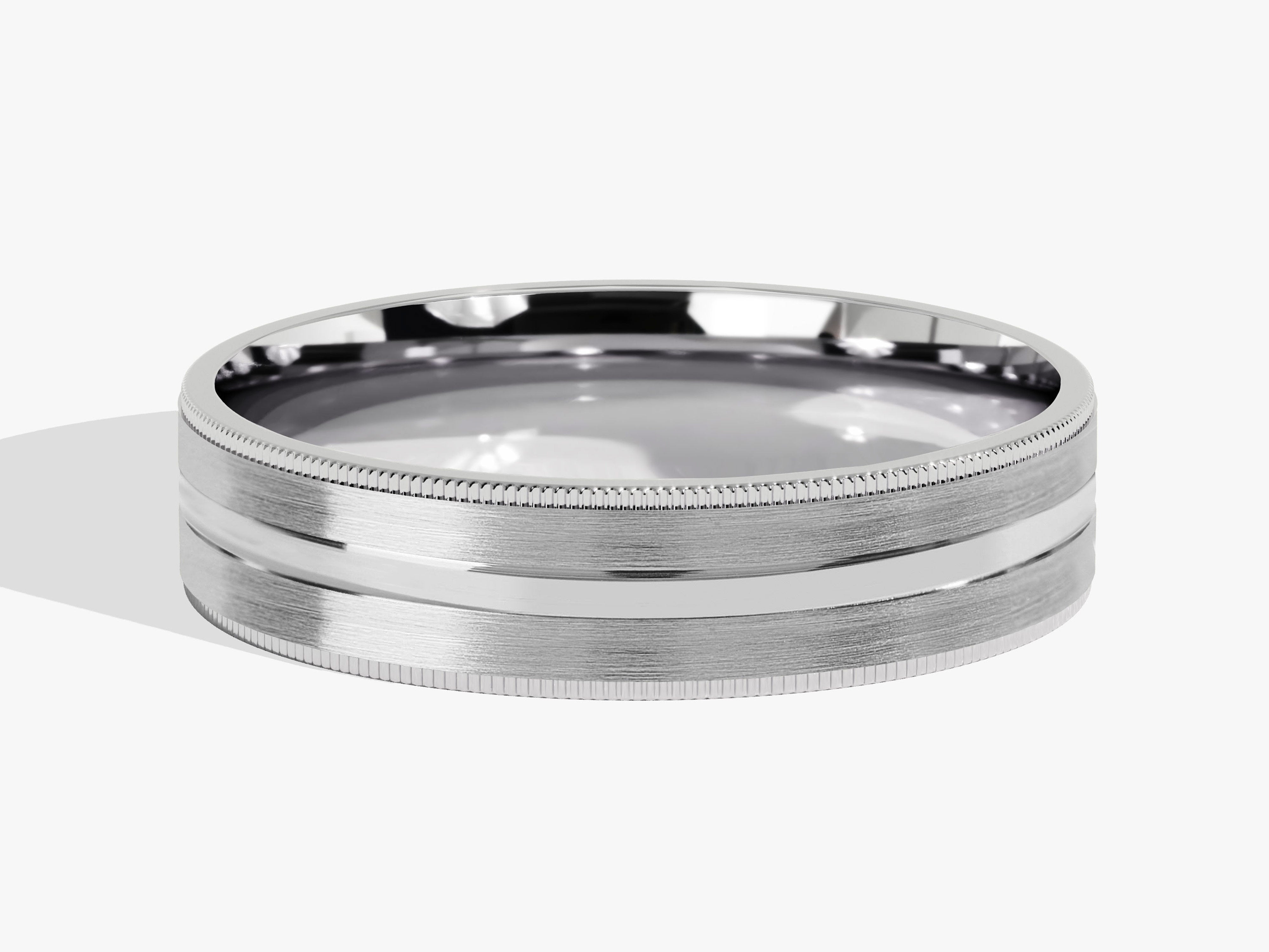 6mm Mid-Beveled and Matte Brushed Milgrain Men's Wedding Band