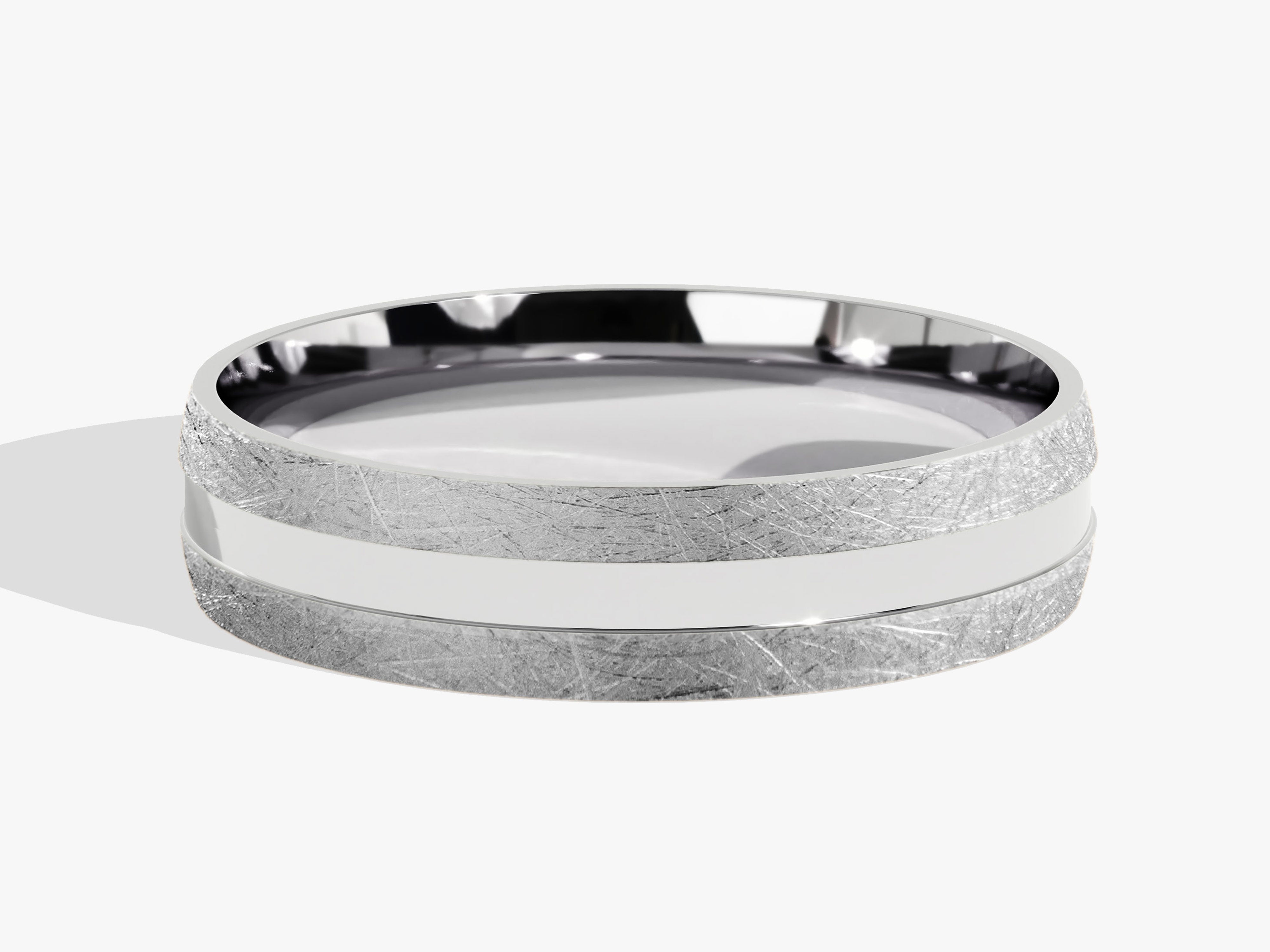 6mm Grooved Men's Wedding Band with Ice Matte Finish