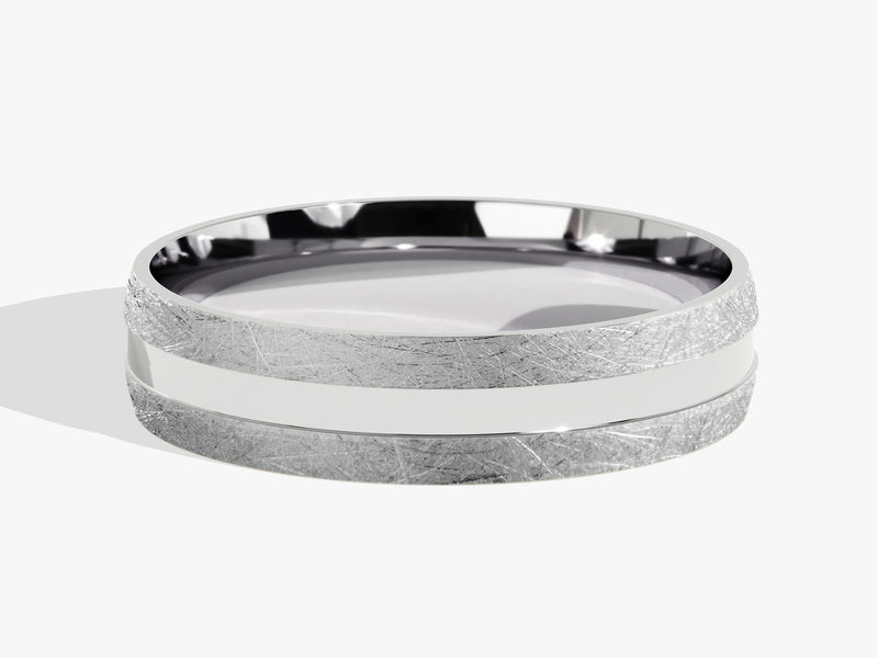 6mm Grooved Men's Wedding Band with Ice Matte Finish