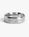 6mm Beveled Edge, Grooved and Flush Set Men's Diamond Wedding Band