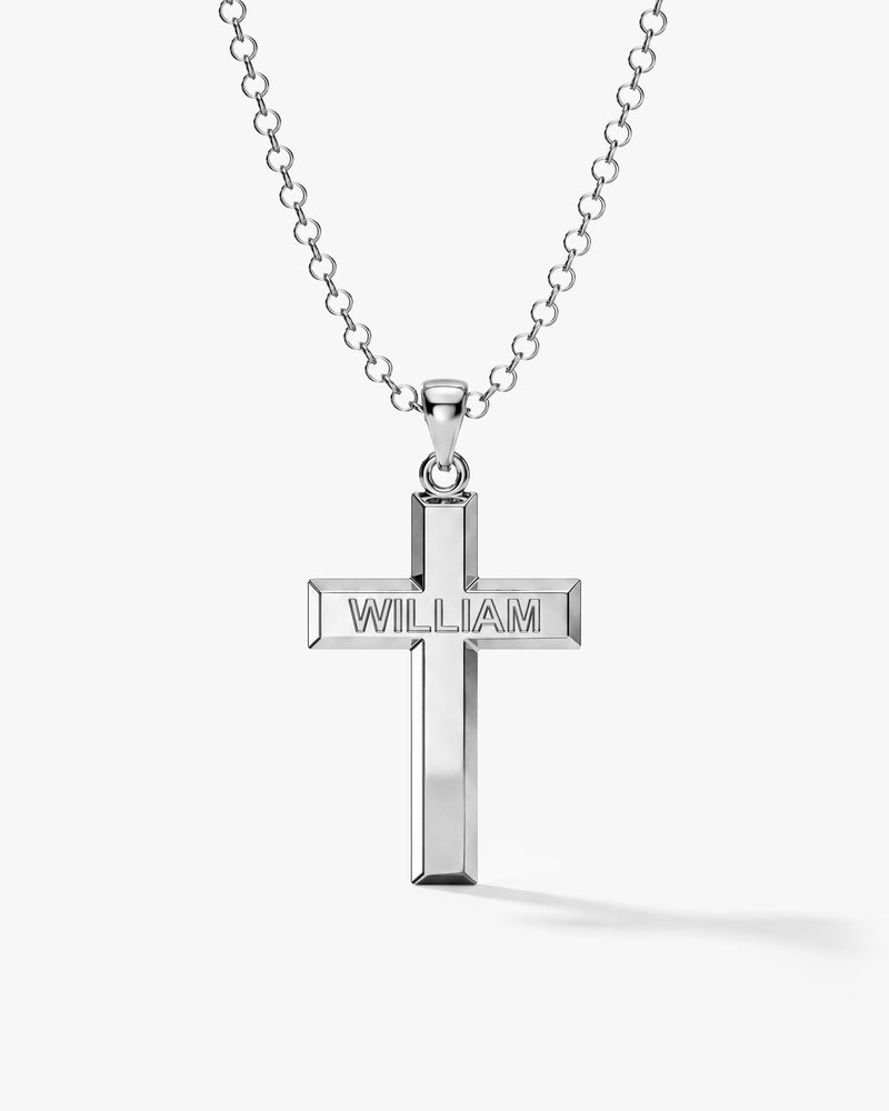 Men's Name Cross Pendant Necklace - Gold Vermeil