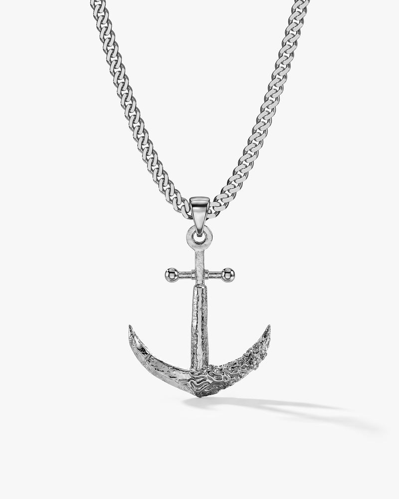 Textured Anchor Pendant Necklace - Gold Vermeil