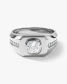 Men's Cushion Moissanite Signet Ring - Gold Vermeil