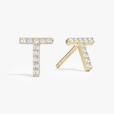 Birthstone Initial Letter Stud Earrings