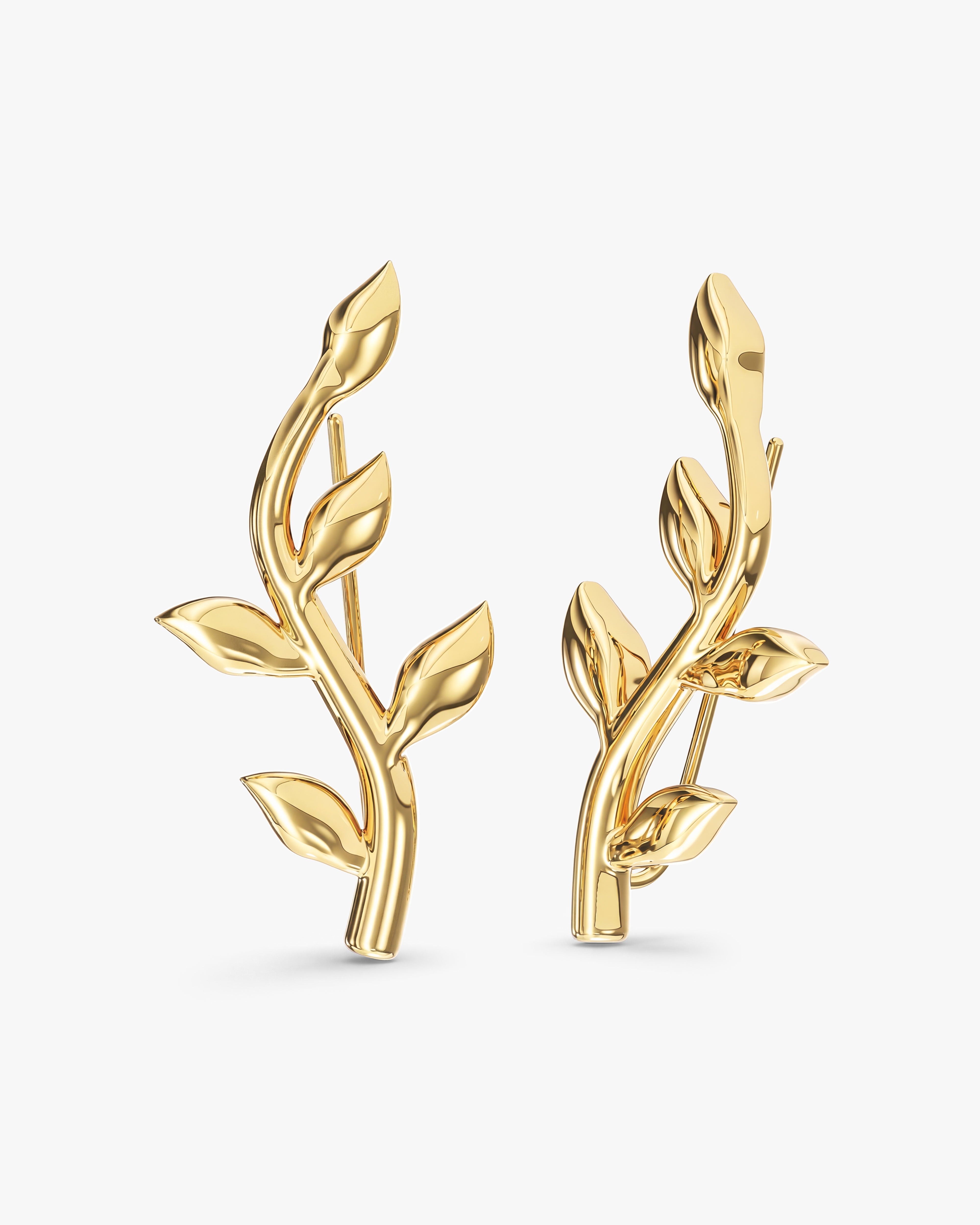 Curved Leaf Climber Earrings