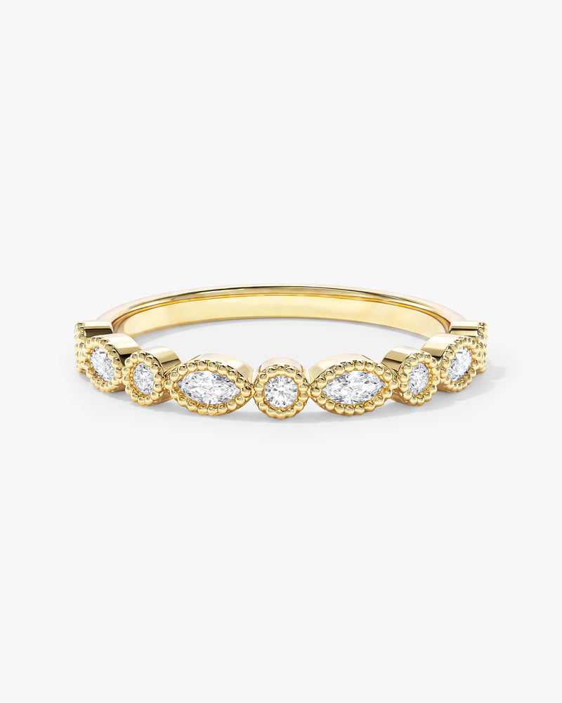 Marquise Cut Milgrain Wedding Band
