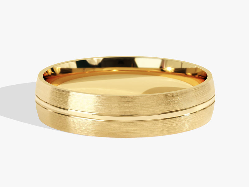 6mm Basic Carved Matte Brushed Men's Wedding Band