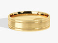 7mm Horizontal Thick Brushed and Double Grooved Men's Wedding Band