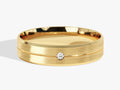 6mm Beveled Edge, Grooved and Flush Set Men's Diamond Wedding Band