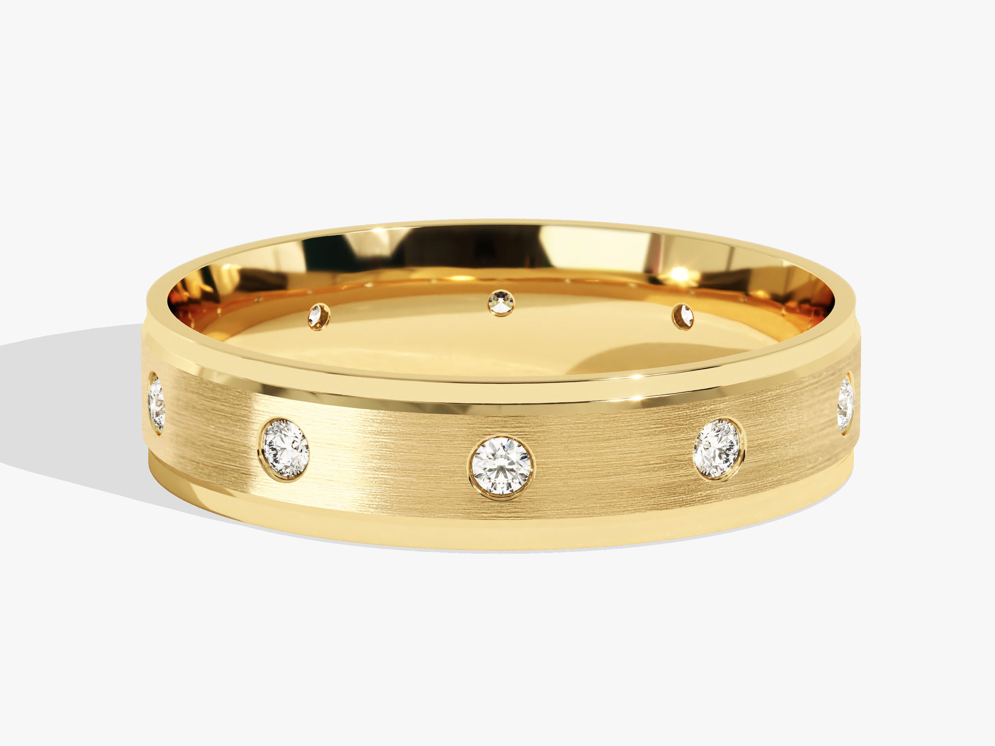 6mm Matte Brushed Drop Beveled Ten Stone Eternity Men's Diamond Wedding Band (0.30 CT TW)