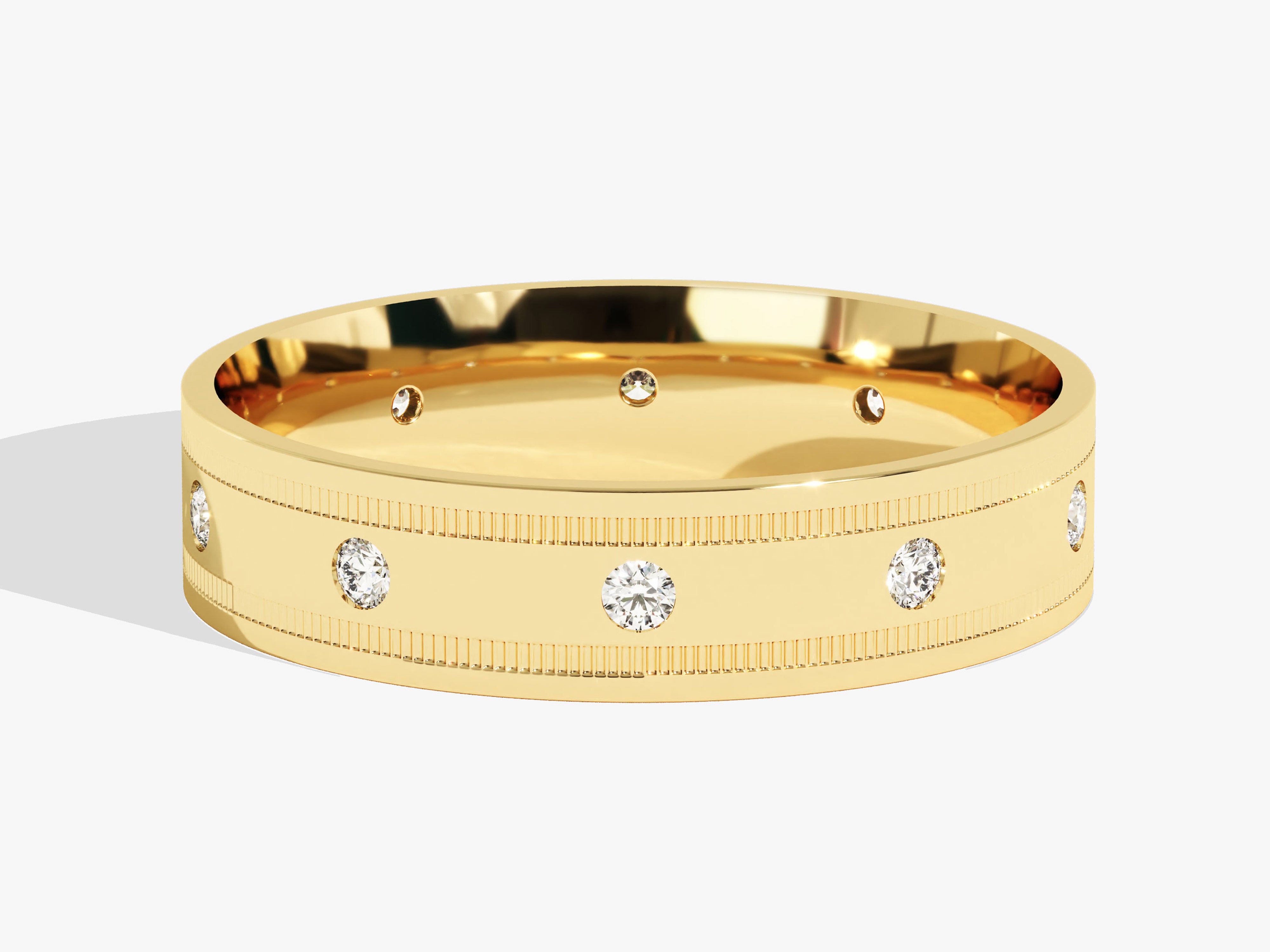 6mm Milgrain Edged Ten Stone Men's Diamond Wedding Band (0.30 CT TW)