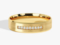 6mm Pave Set Nine-Stone and Beveled Edge Men's Diamond Wedding Band (0.14 CT TW)
