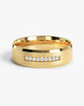 6mm Pave Set Nine-Stone and Beveled Edge Men's Engagement Ring (0.14 CT TW)