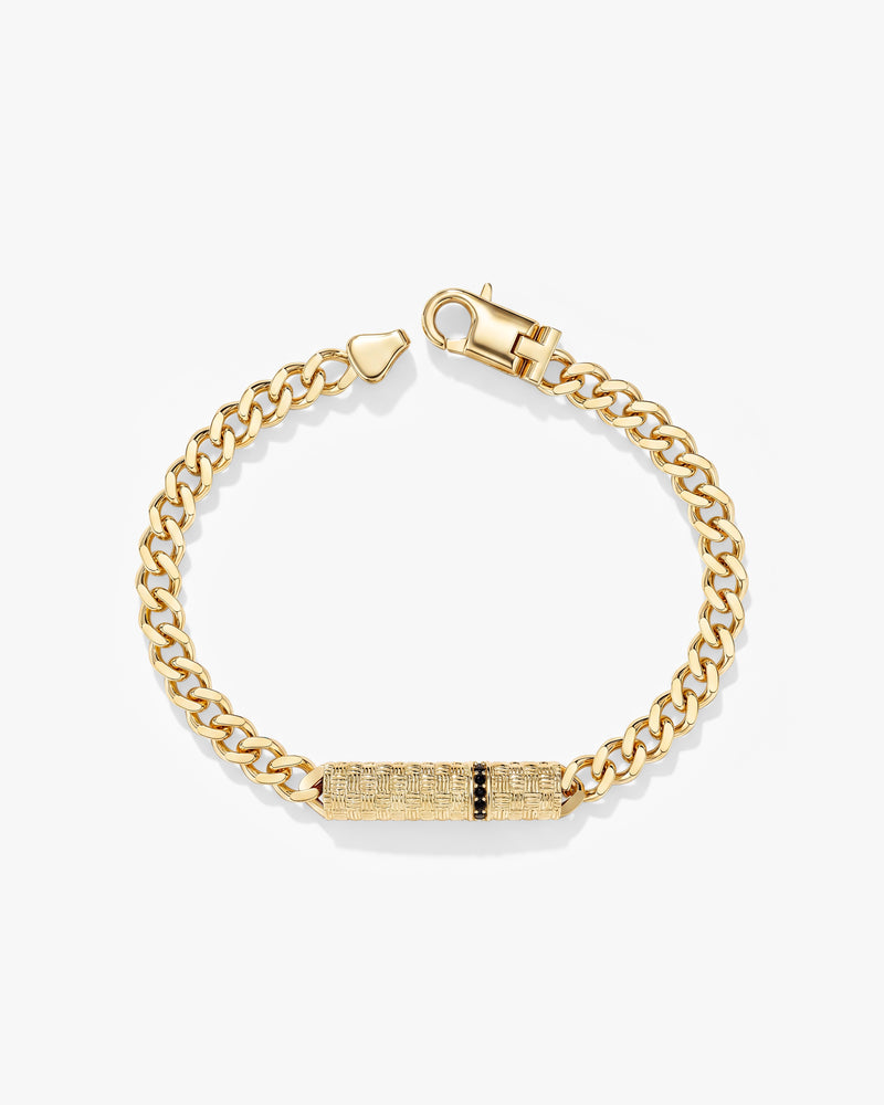 14k Solid Gold Cuban Chain Bracelet with Black Diamonds