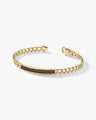 14k Solid Gold Bold Cuban Chain Bracelet with Black Diamonds