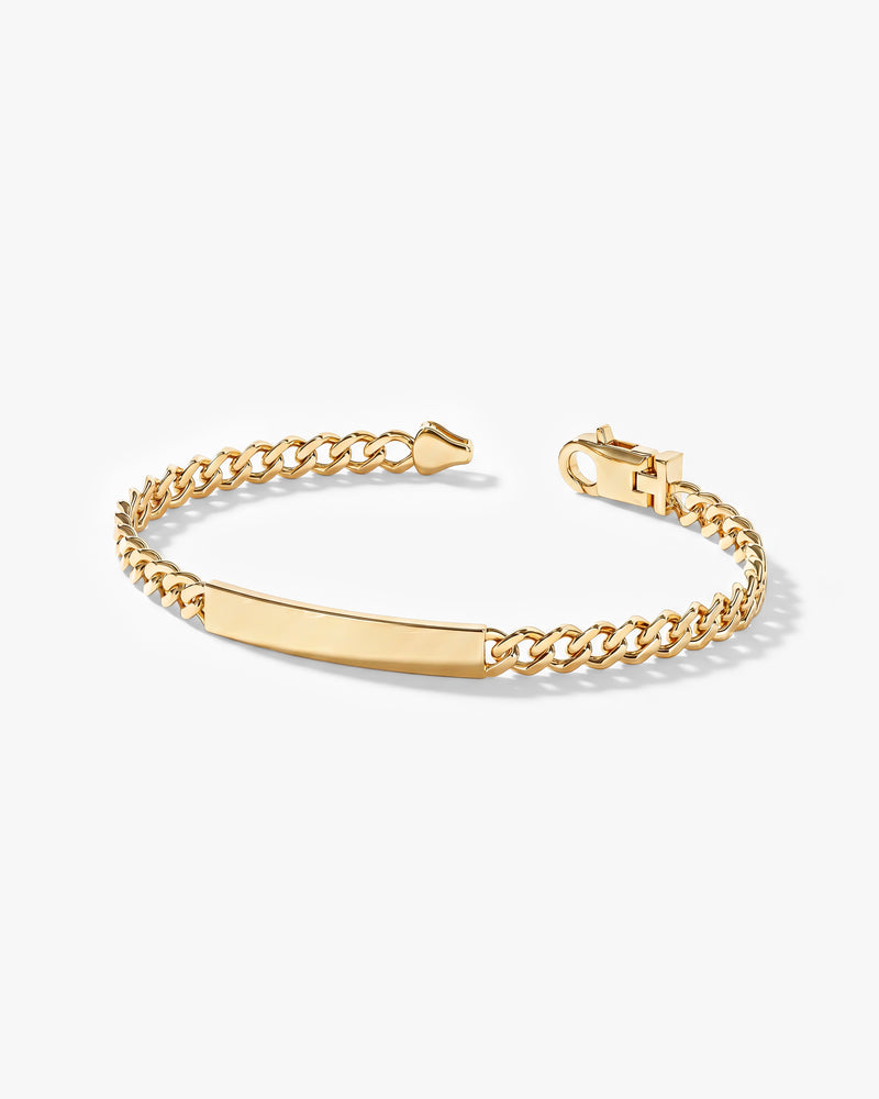 14k Solid Gold 6.5mm Cuban Chain Tag Bracelet
