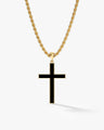 14k Gold 2.5mm Rope Chain Black Cross Necklace