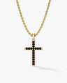 14k Gold Black Diamond Cross Necklace