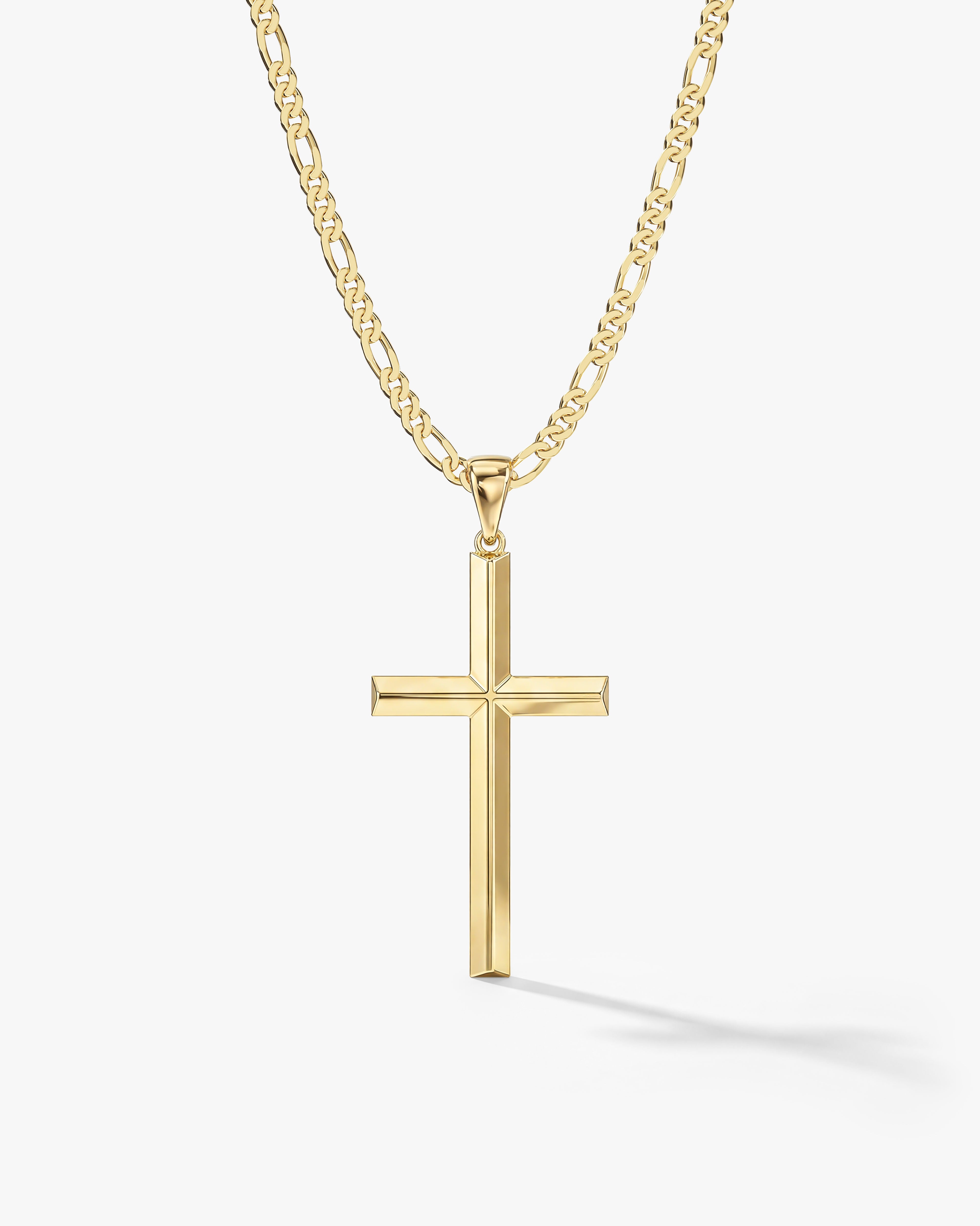 14k Gold 2.5mm Figaro Chain Cross Necklace