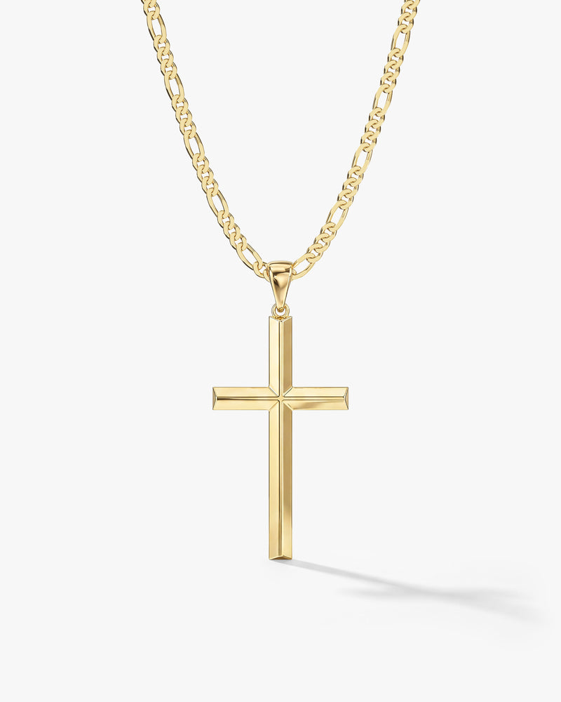 14k Gold 2.5mm Figaro Chain Cross Necklace