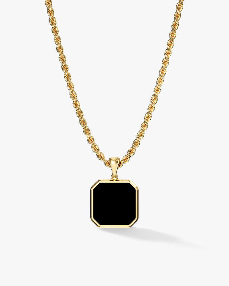 14k Gold Rope Chain Octagon Enamel Necklace