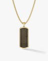 14k Gold Black Diamond Tag Necklace