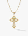 Detailed Cross Pendant Necklace - Gold Vermeil