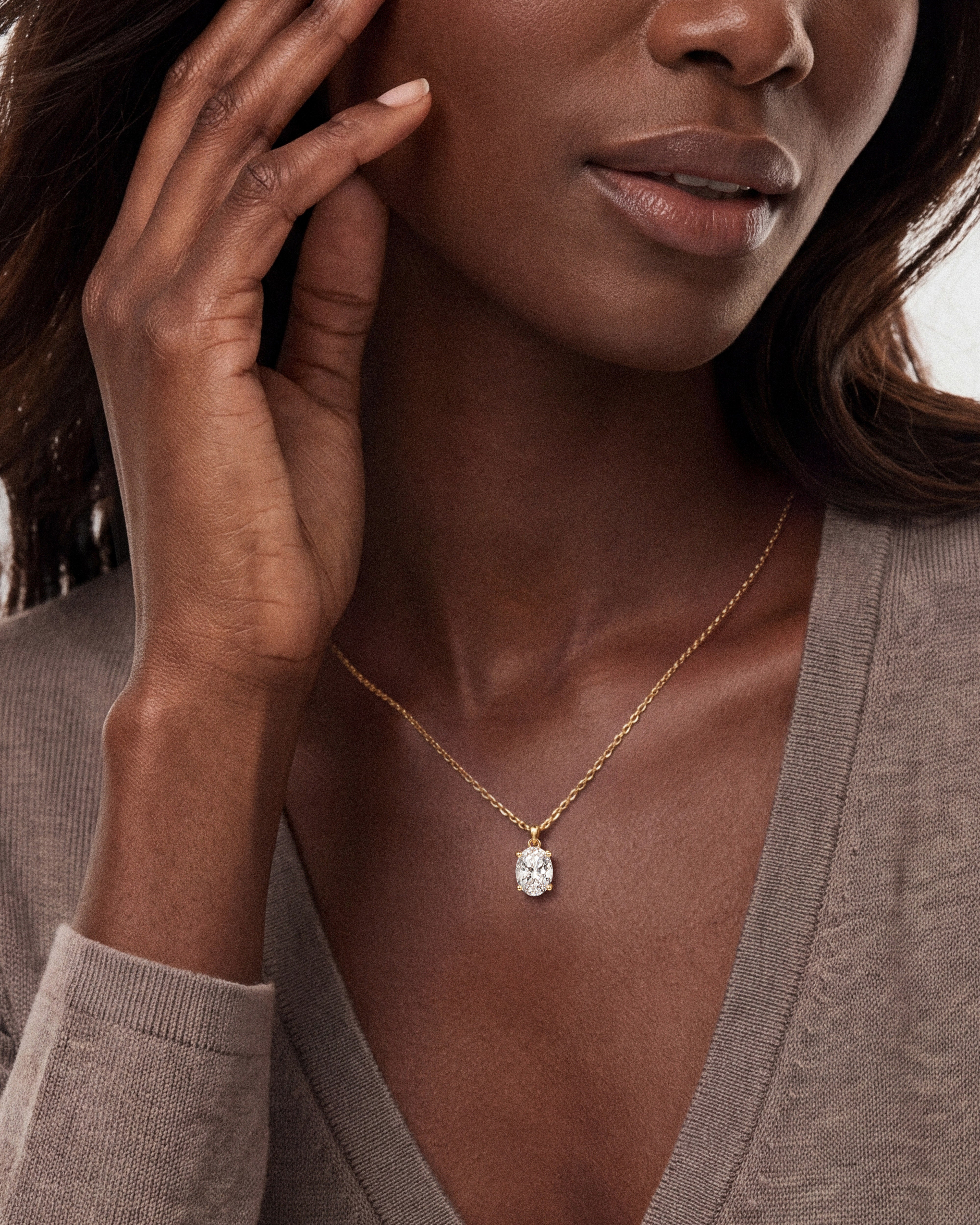 Oval Cut Solitaire Pendant (2.00 CT)