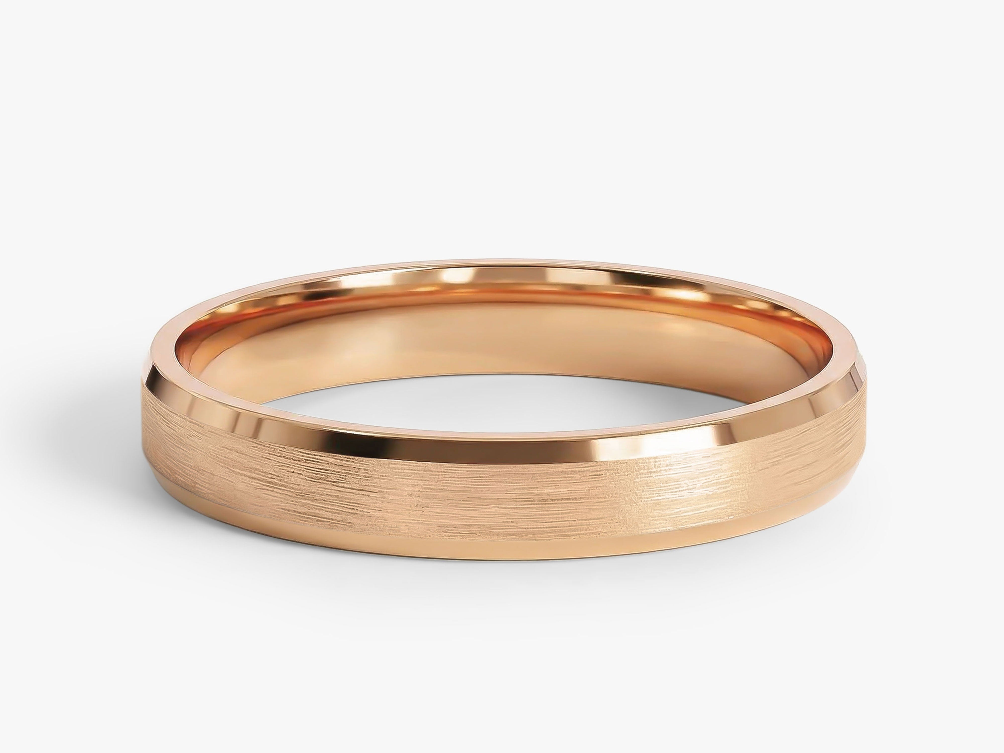 3mm Beveled Edge Wedding Band - Matte Brushed