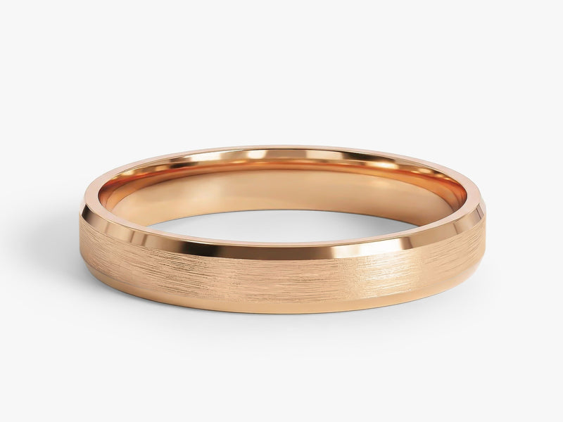 3mm Beveled Edge Wedding Band - Matte Brushed